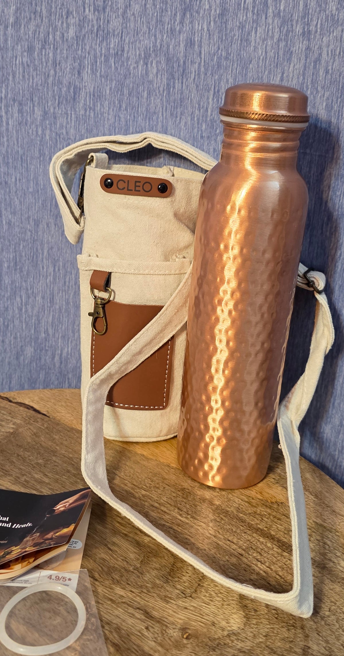 Cleo copper bottle with carry case handcrafted