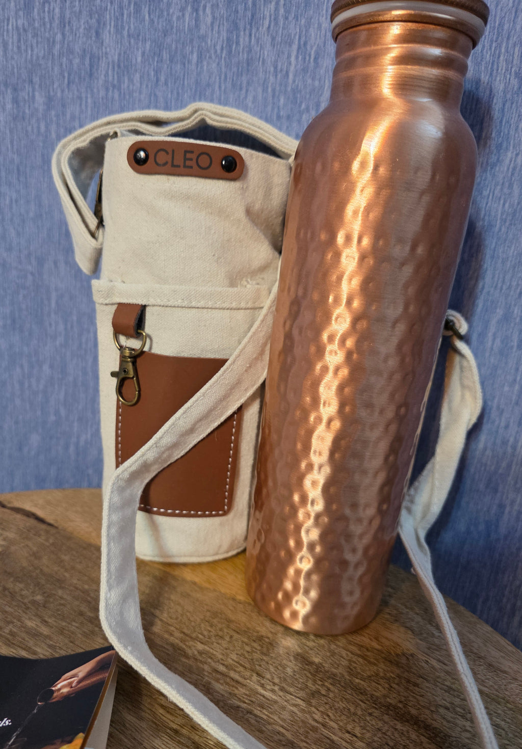 Cleo copper bottle with carry case handcrafted