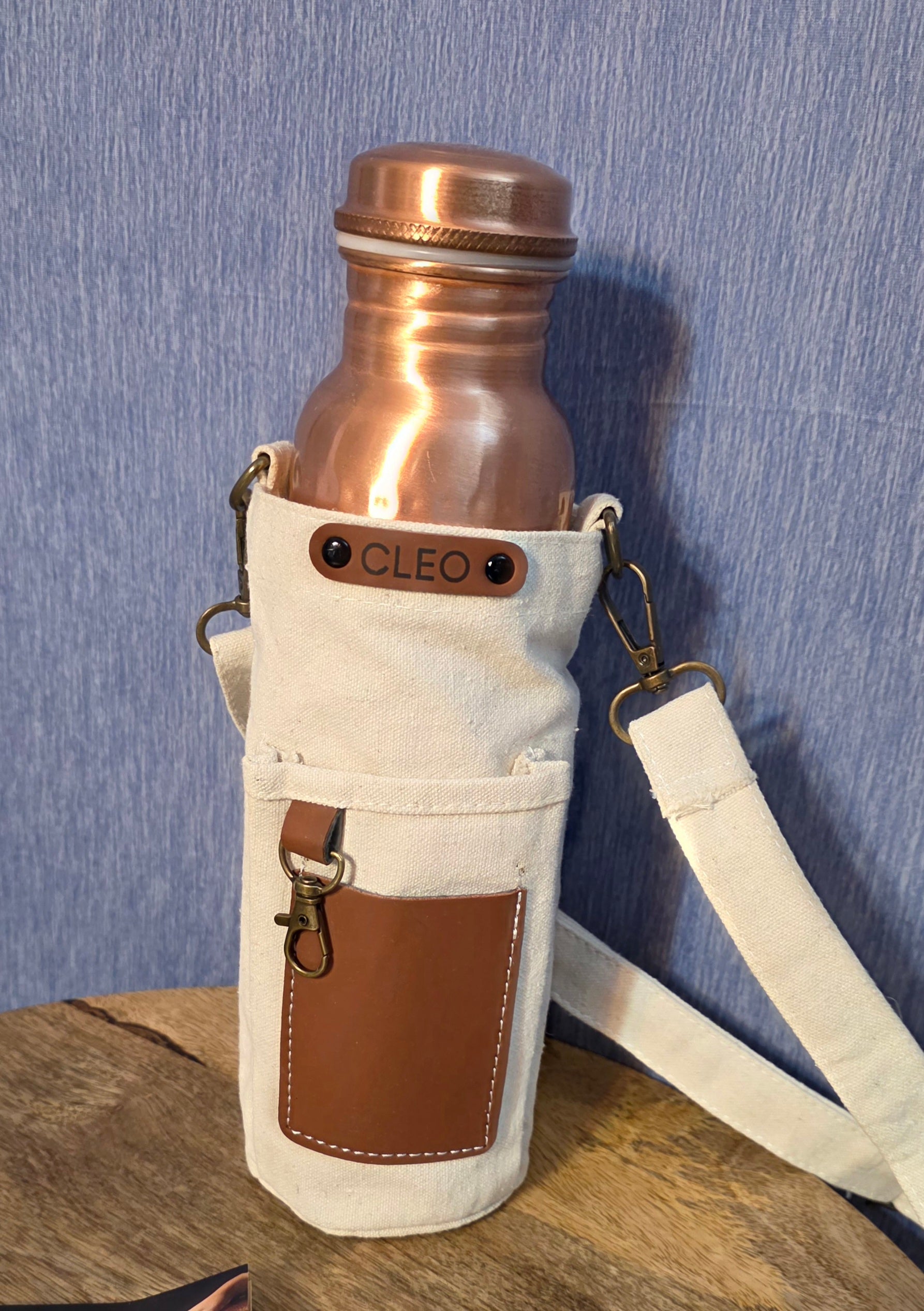 Cleo copper bottle with carry case handcrafted
