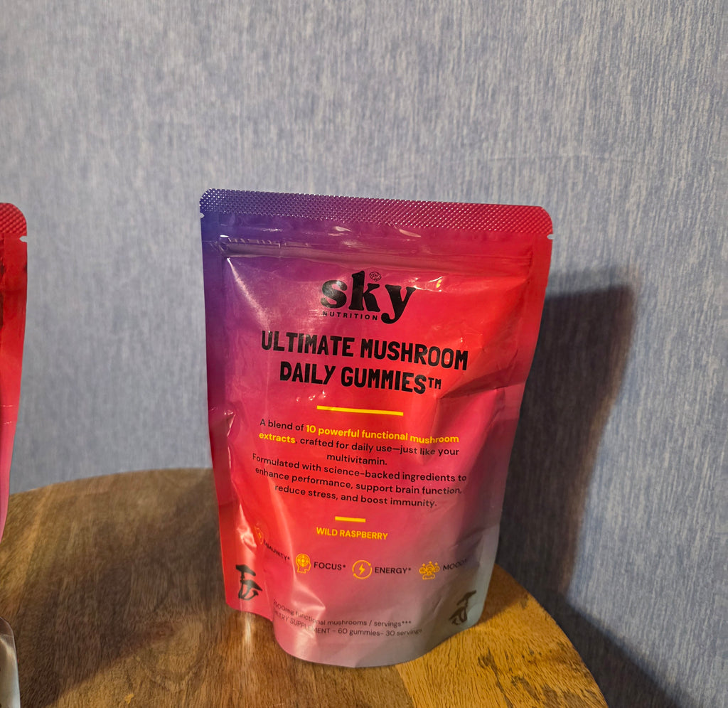 Sky ultimate mushroom daily gummies wild raspberry