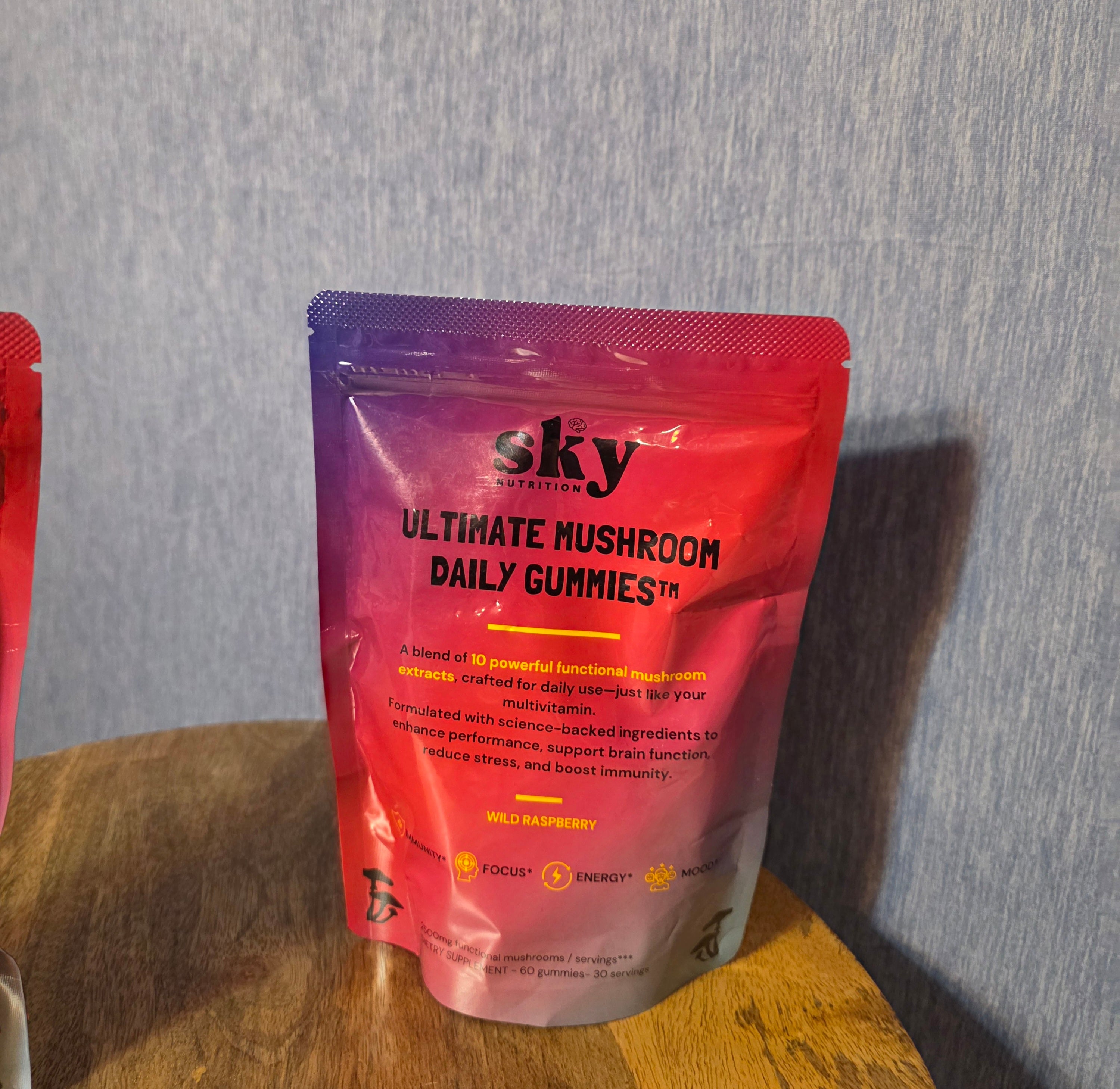 Sky ultimate mushroom daily gummies wild raspberry