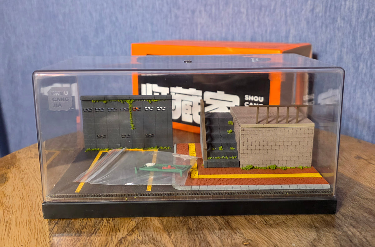 Mini street corner model with thick plastic case
