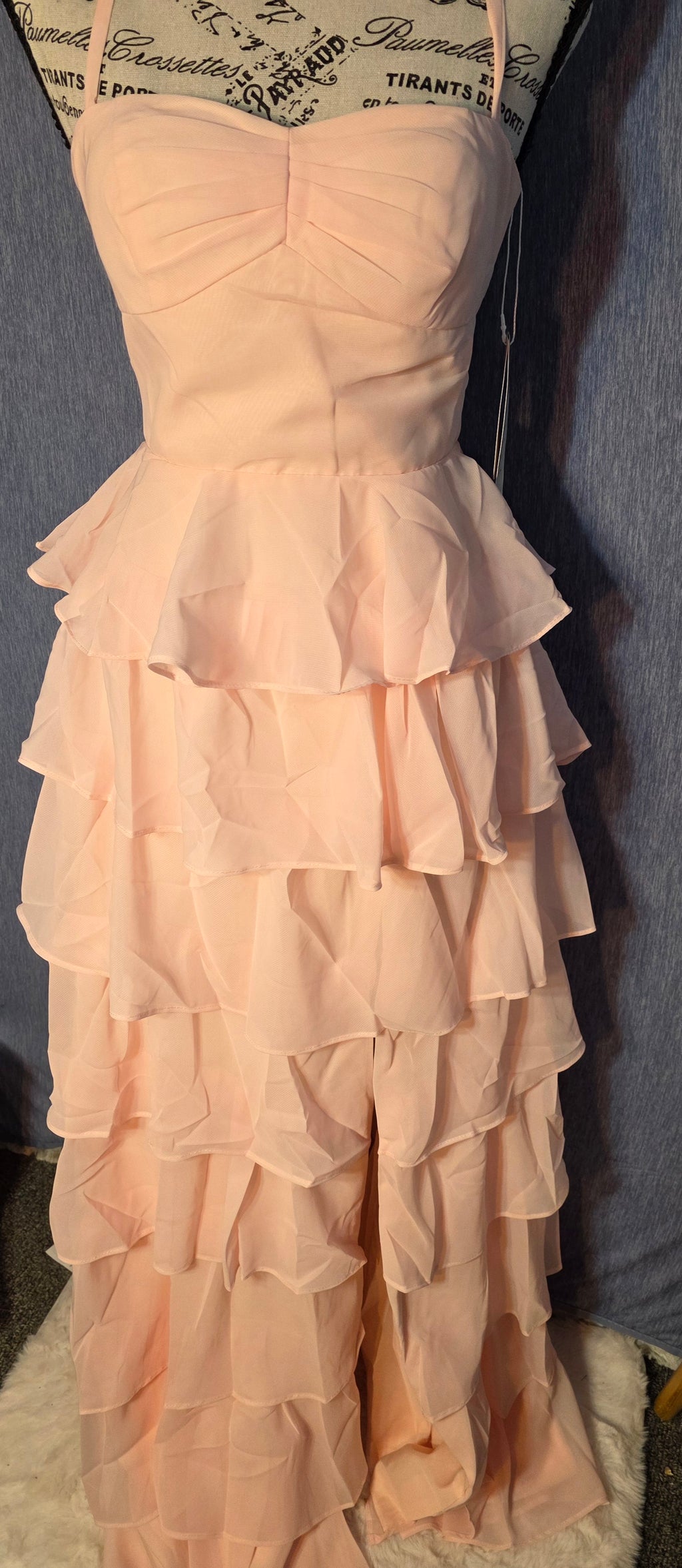 Long baby pink dress / wedding dress size small
