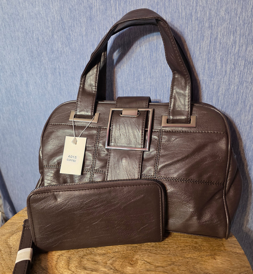 Coffee color bag and wallet set