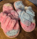 Fuzzy multi color house shoes