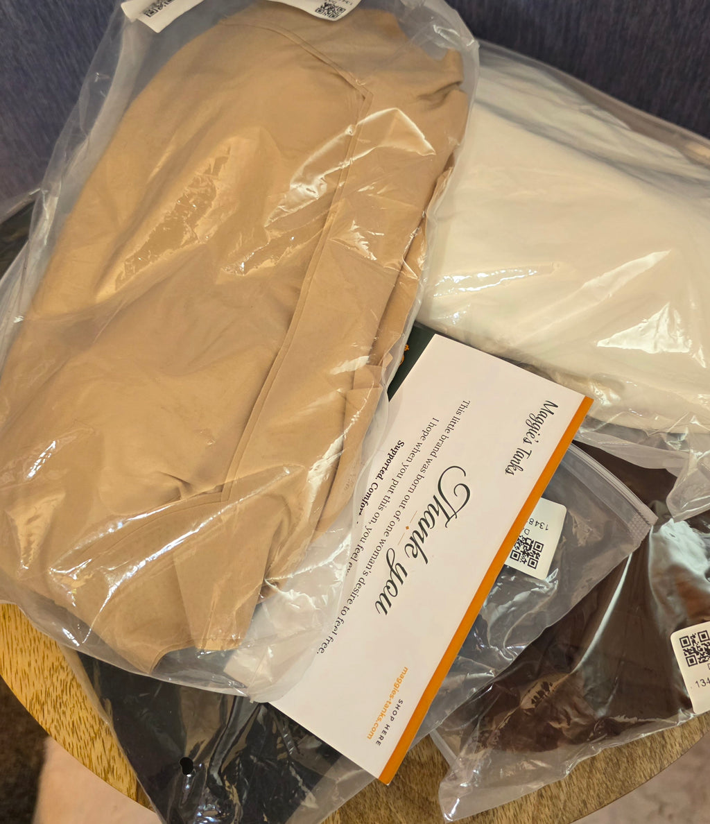 Maggies tanks built in bra 5 pack 2 tan / 1 white/ 2 black size XLarge