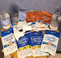 Truly Free cleaning bundle / 4 laundry wash refills / 1 stone and steal polish with bottle / 1 wrinkle release spray with bottle/ 4 floor cleaner refills / 2 toilet bowl cleaner refills with bottle