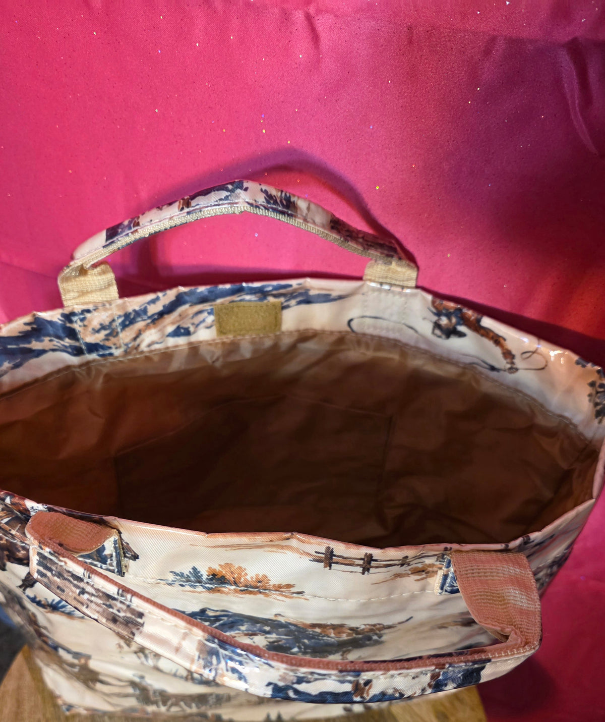 Waterproof western print bag PU coated