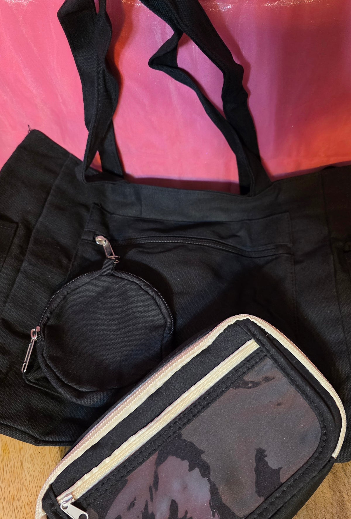 Canvas tote with extra bag