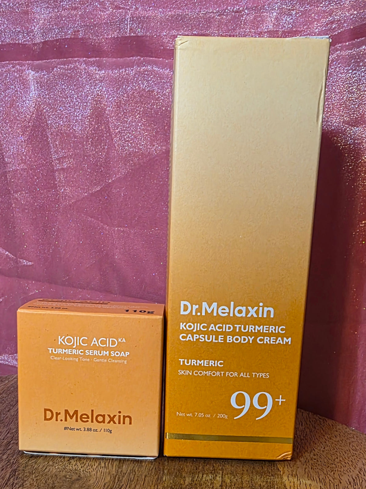 DR.MELAXIN Bundle  Body Cream and Tumeric serum bar soap