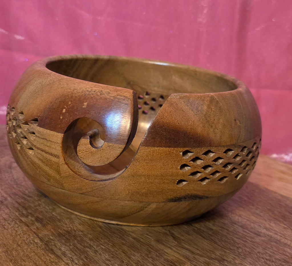 Heavy wooden yarn bowl