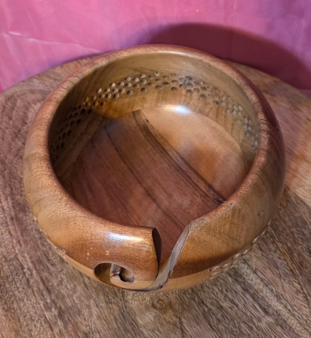 Heavy wooden yarn bowl
