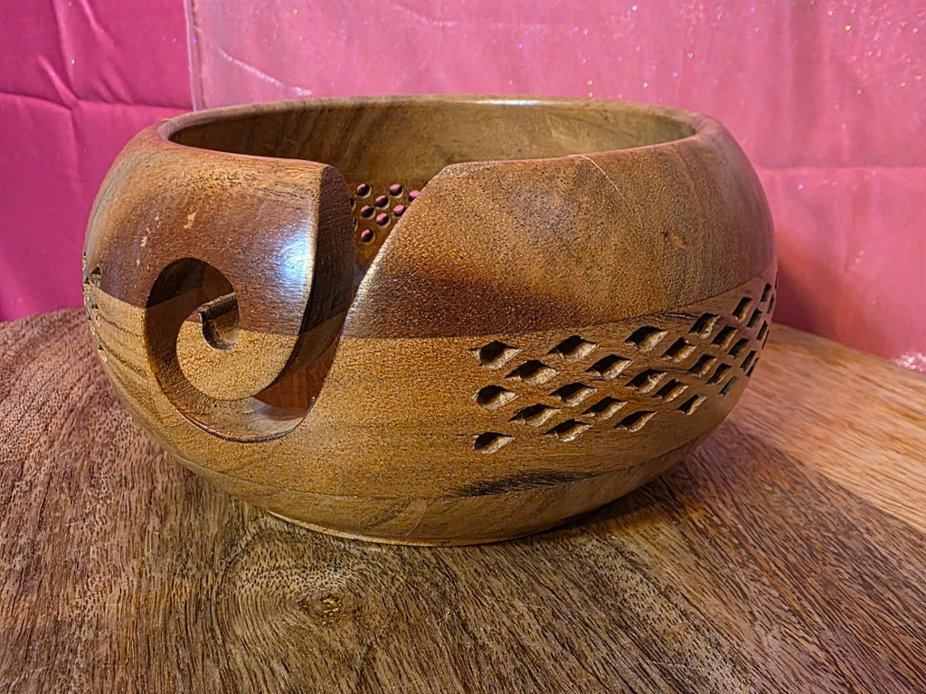 Heavy wooden yarn bowl