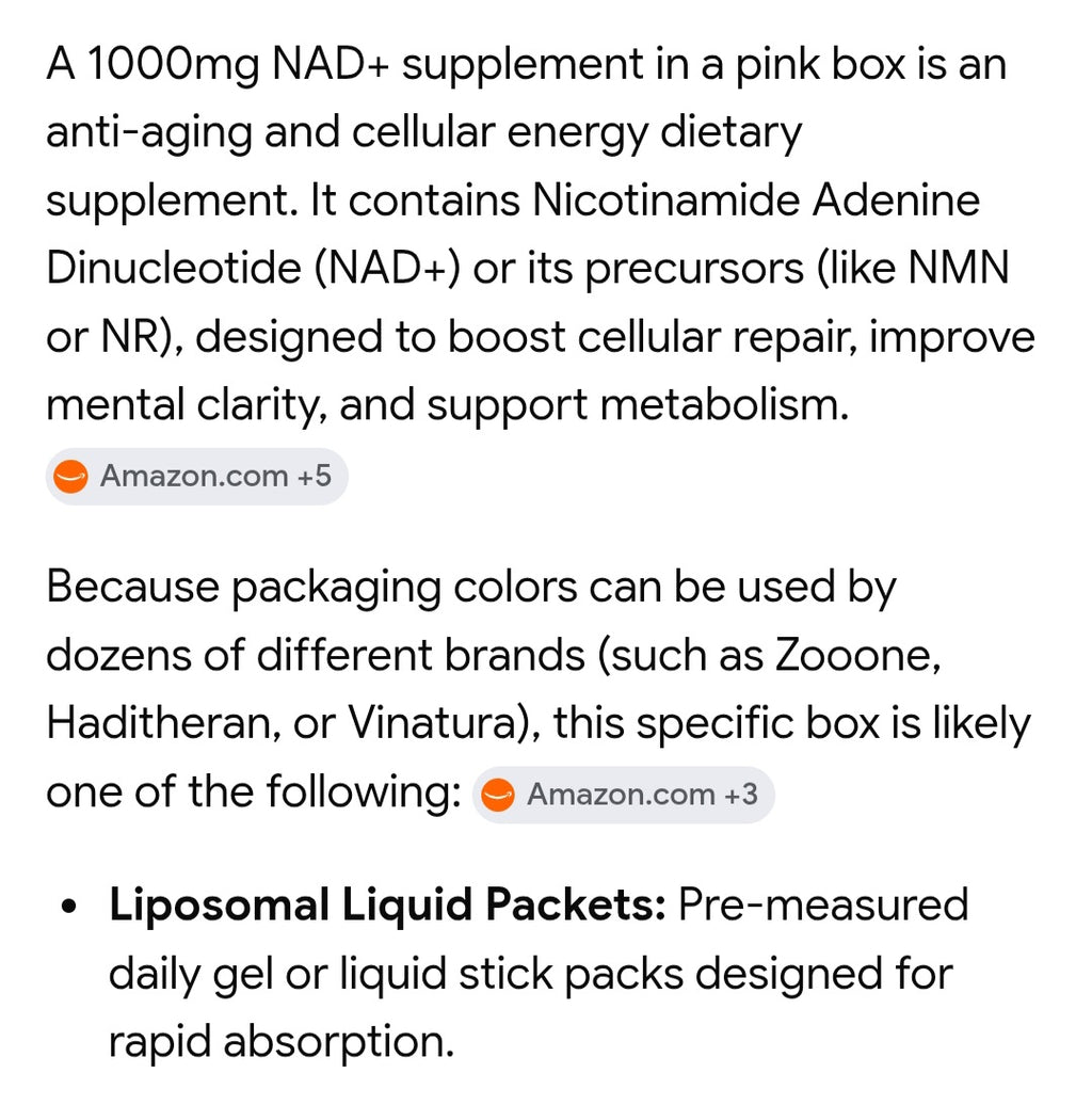 NAD + Nicotinamide Riboside PQQ 1000mg 30 packets