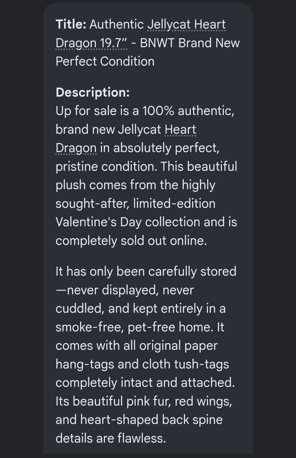 Jellycat Heart Dragon