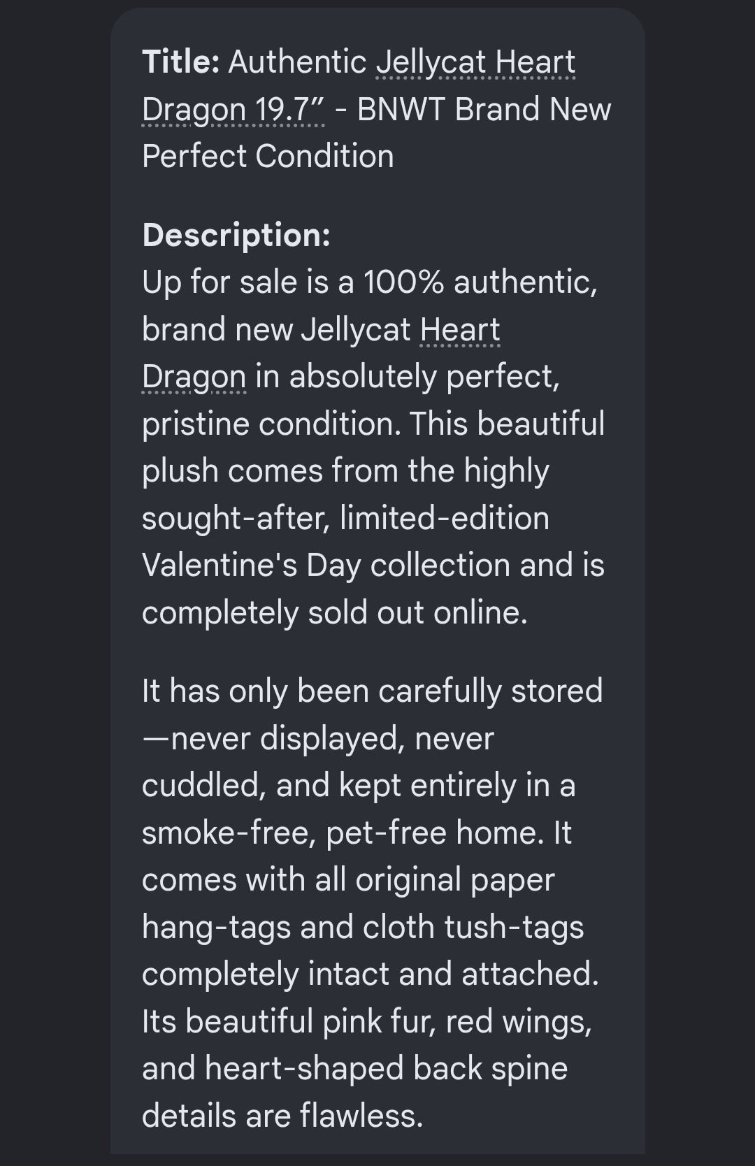 Jellycat Heart Dragon
