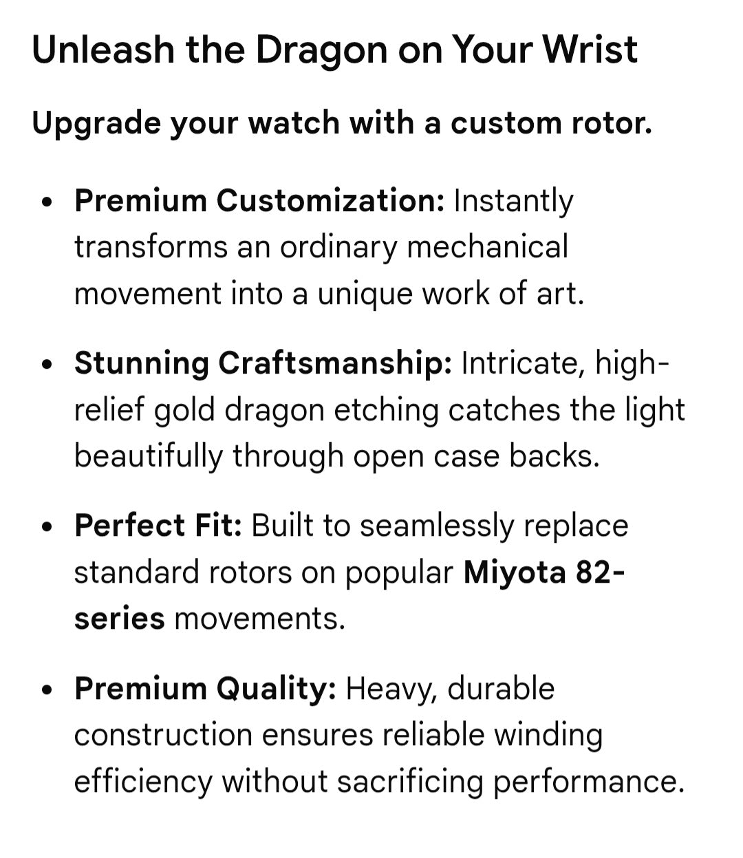 Gold dragon watch part