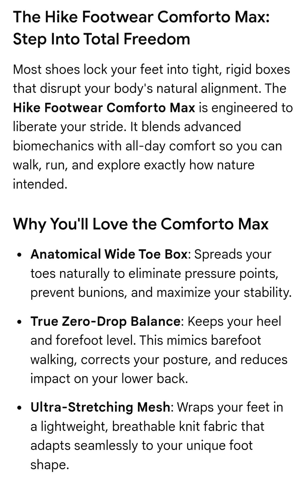 Hike footwear in black size 10