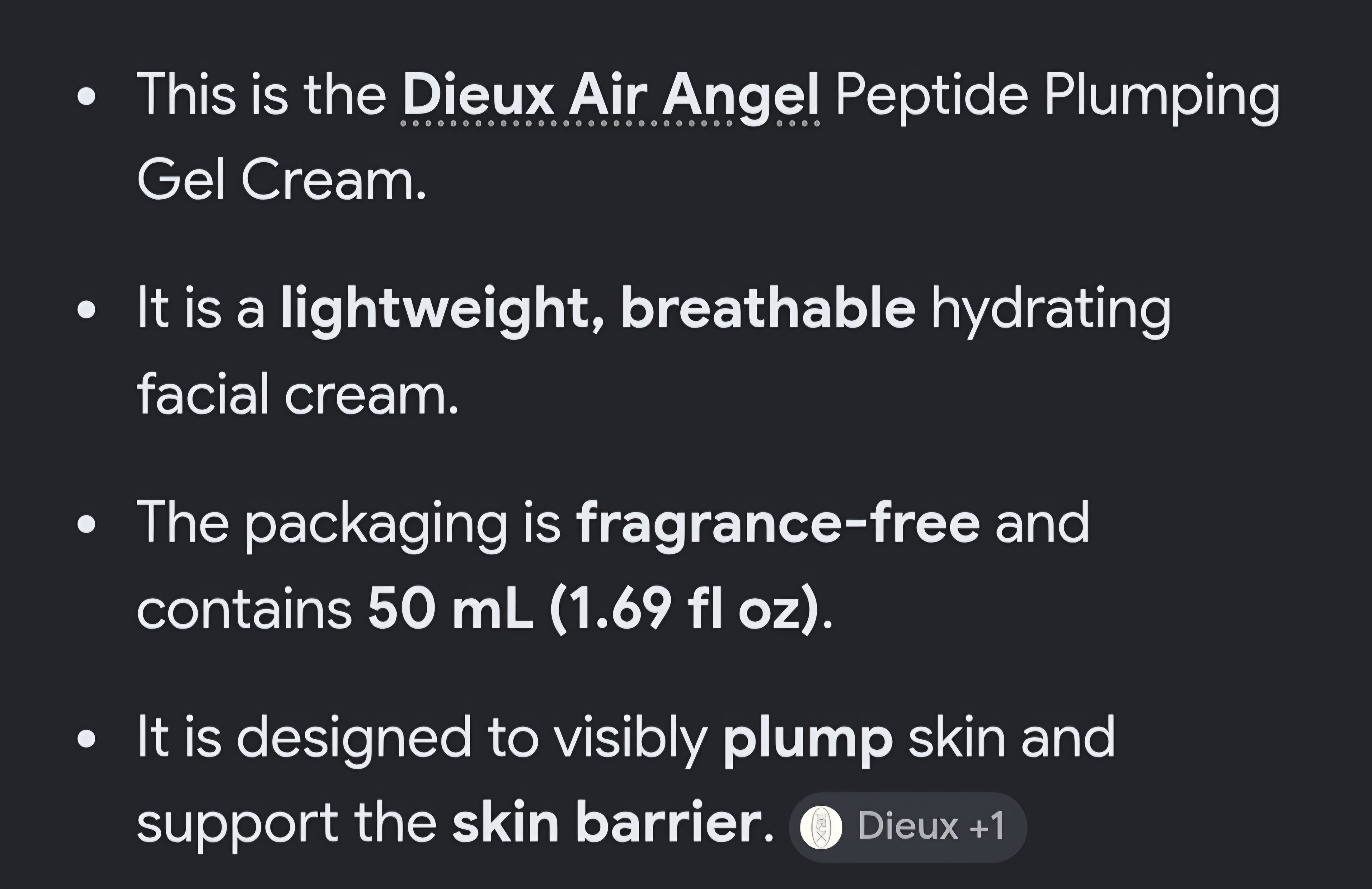 Dieux Air Angel peptide cream