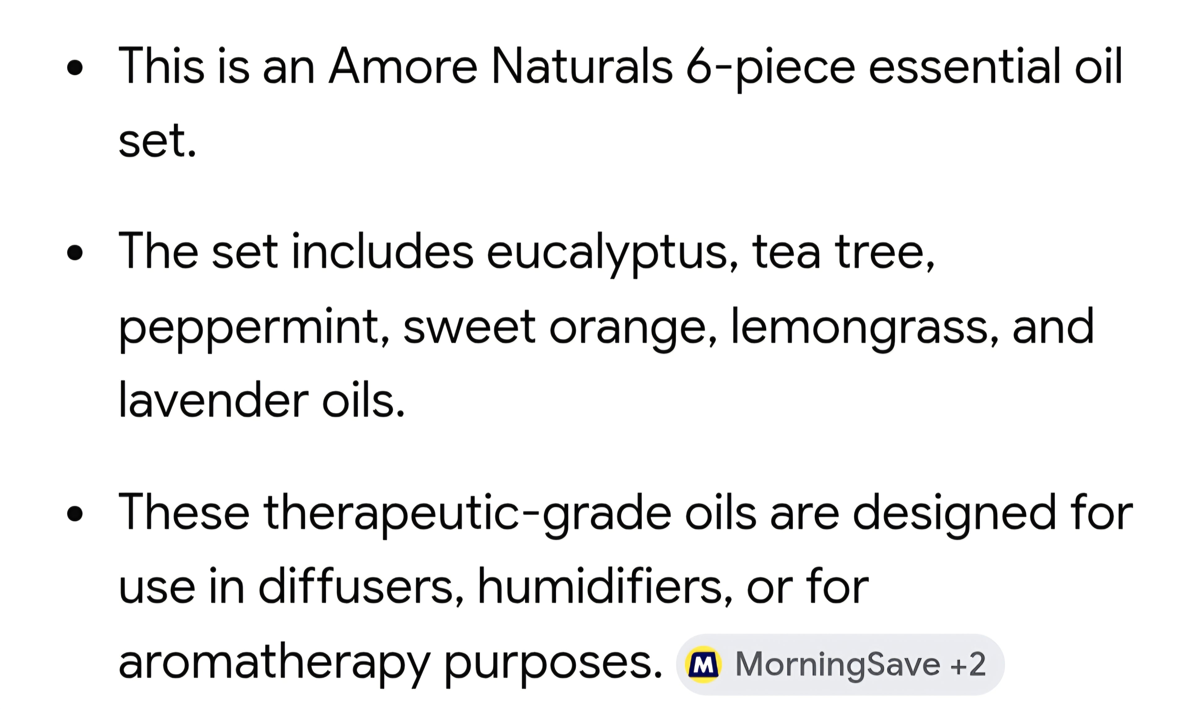 AMORE Essential oils set of six