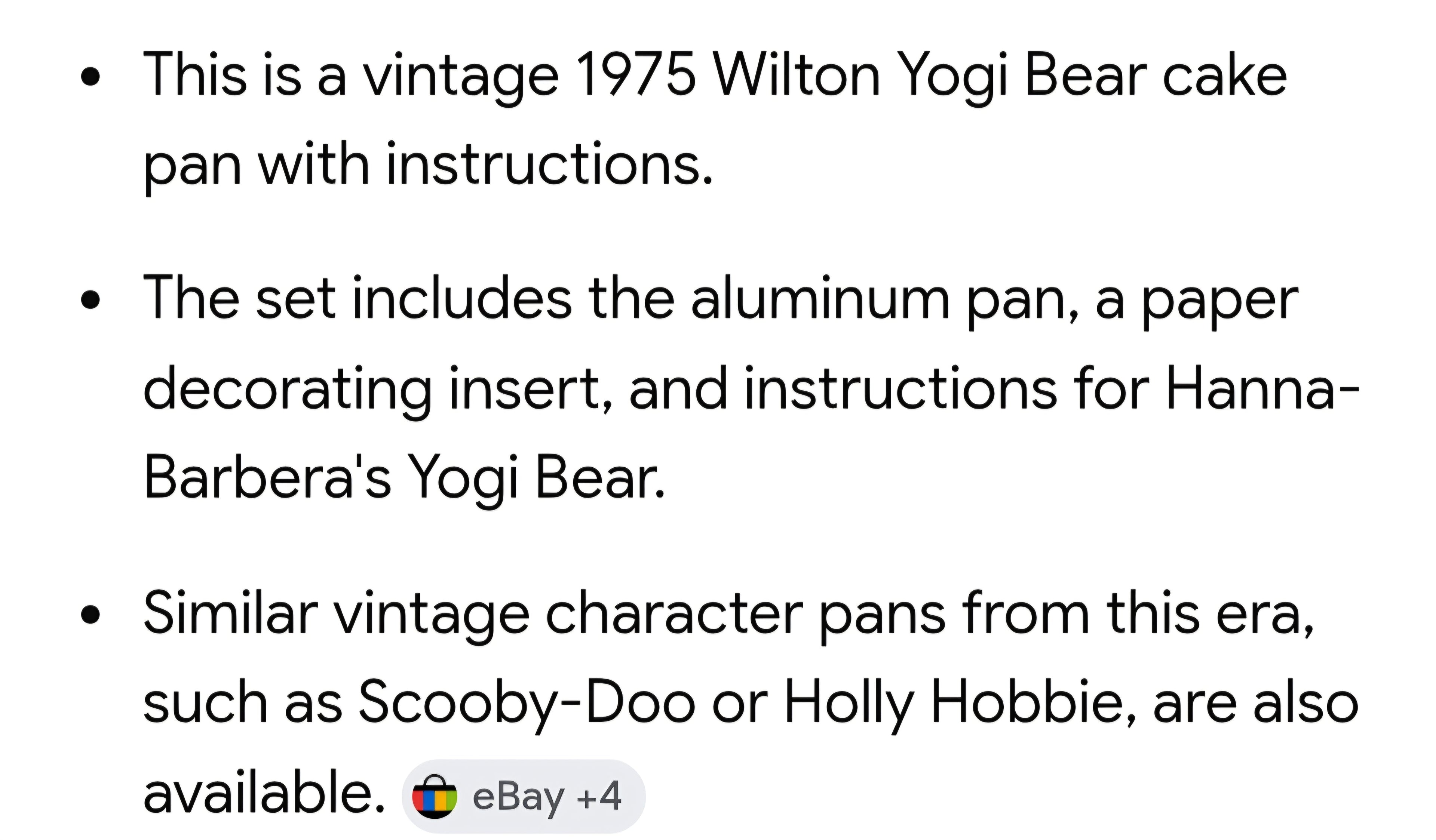 Yogi Bear Cake Pan Vintage