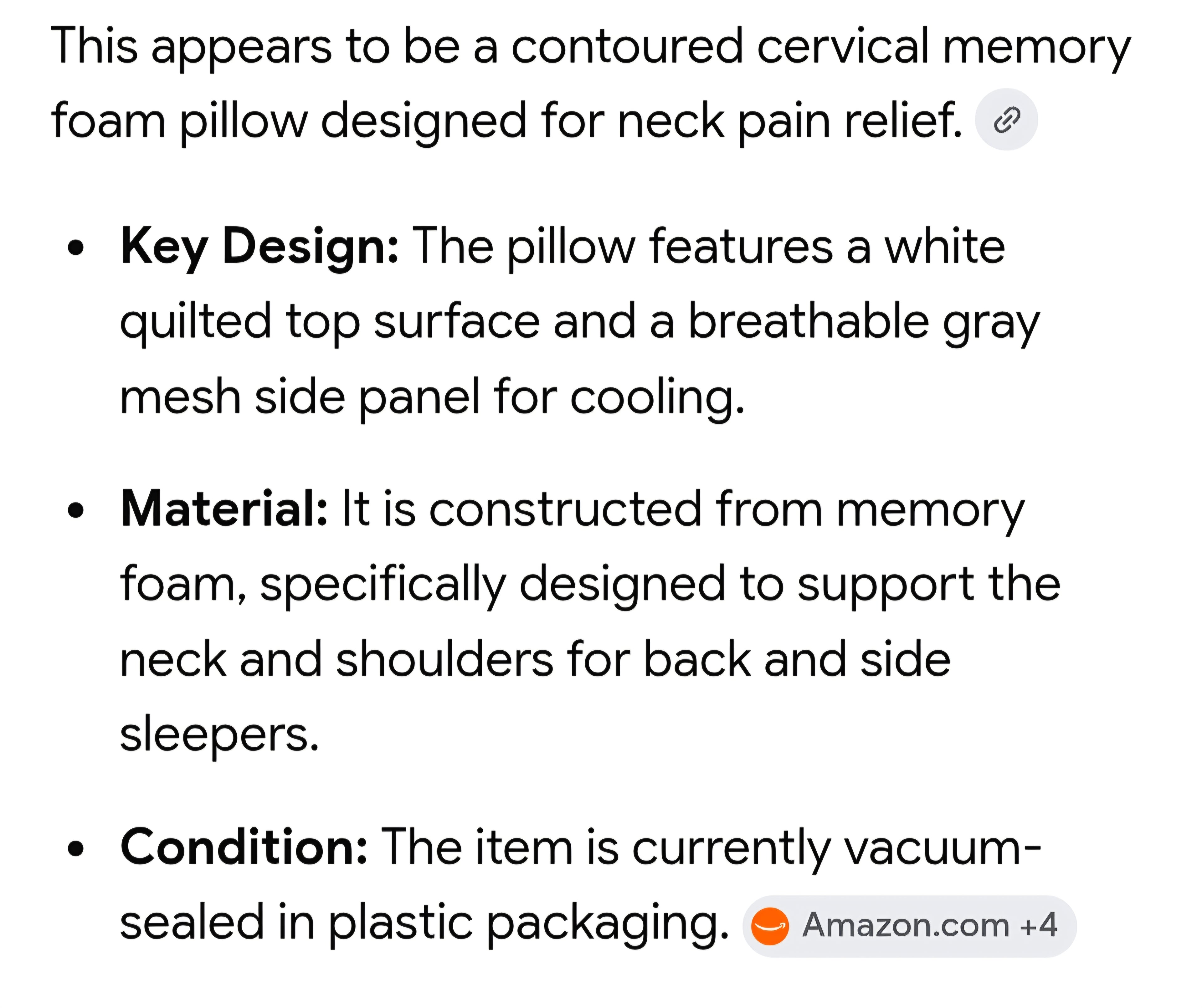 Pillow memory foam