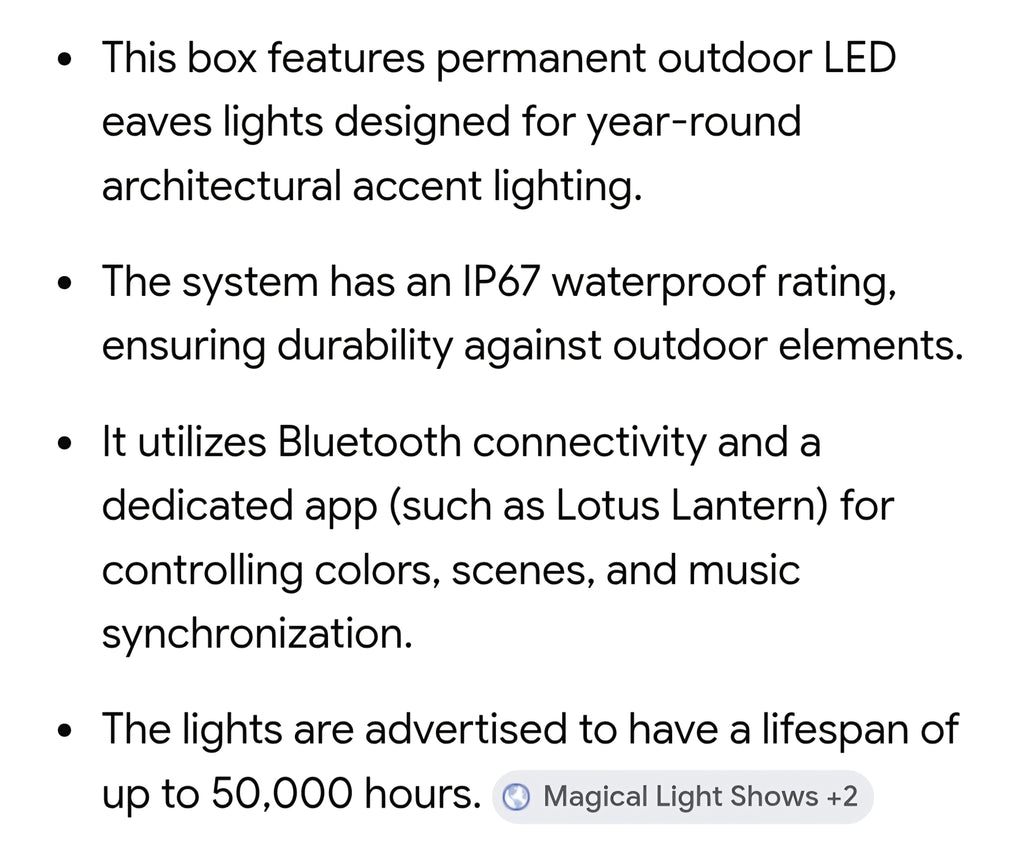 Permanent outdoor lights 30ft