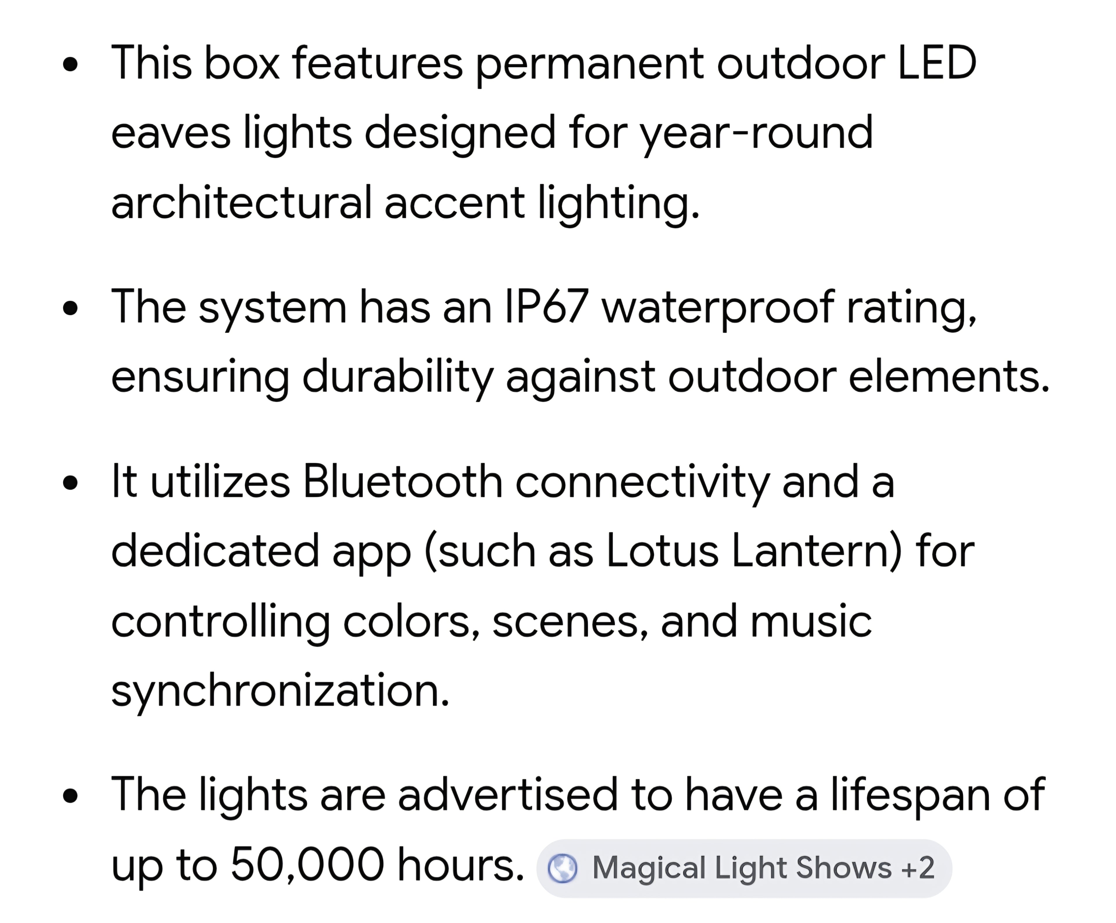 Permanent outdoor lights 30ft