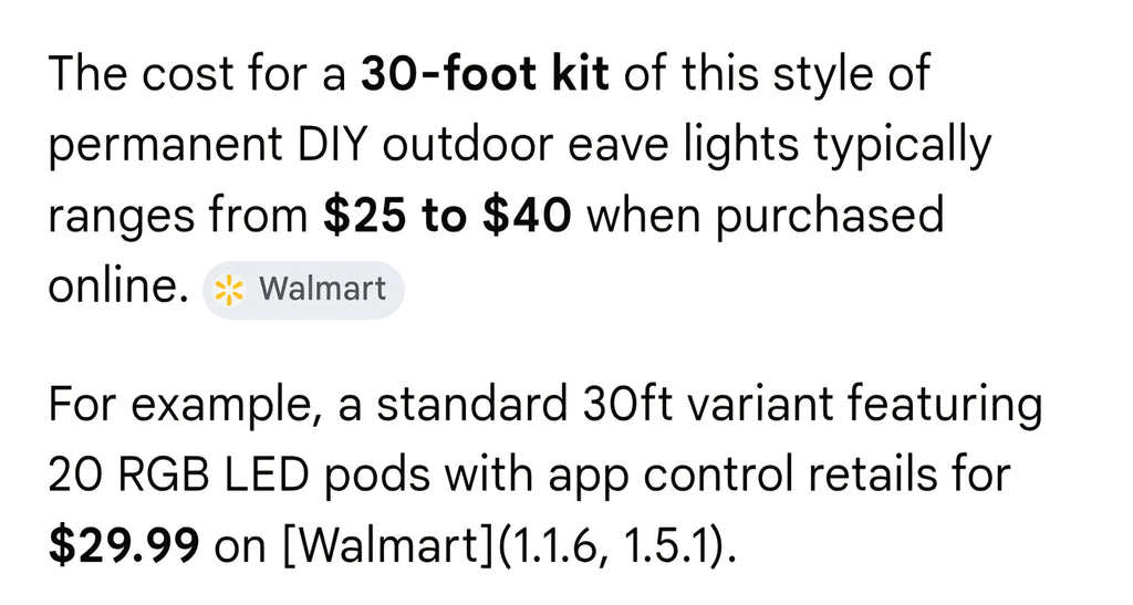 Permanent outdoor lights 30ft