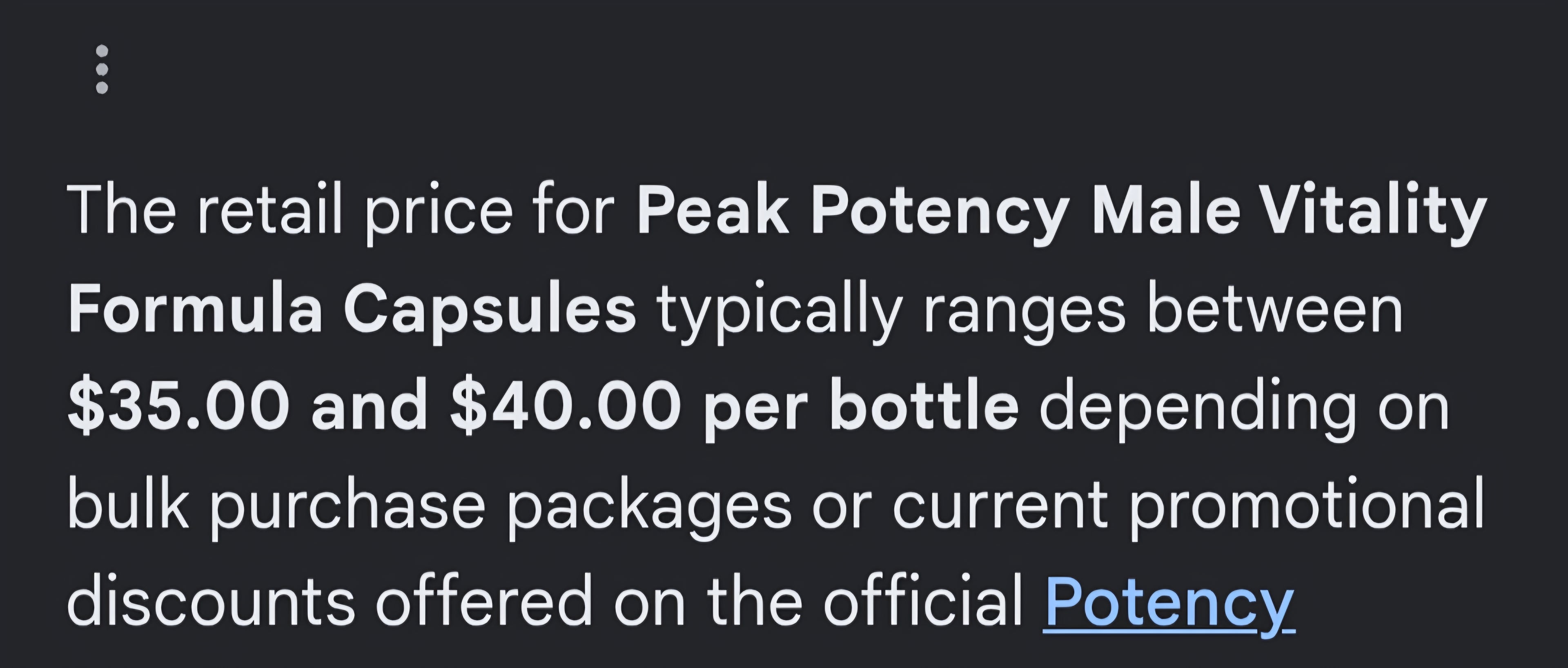 Peak potency for men supplément