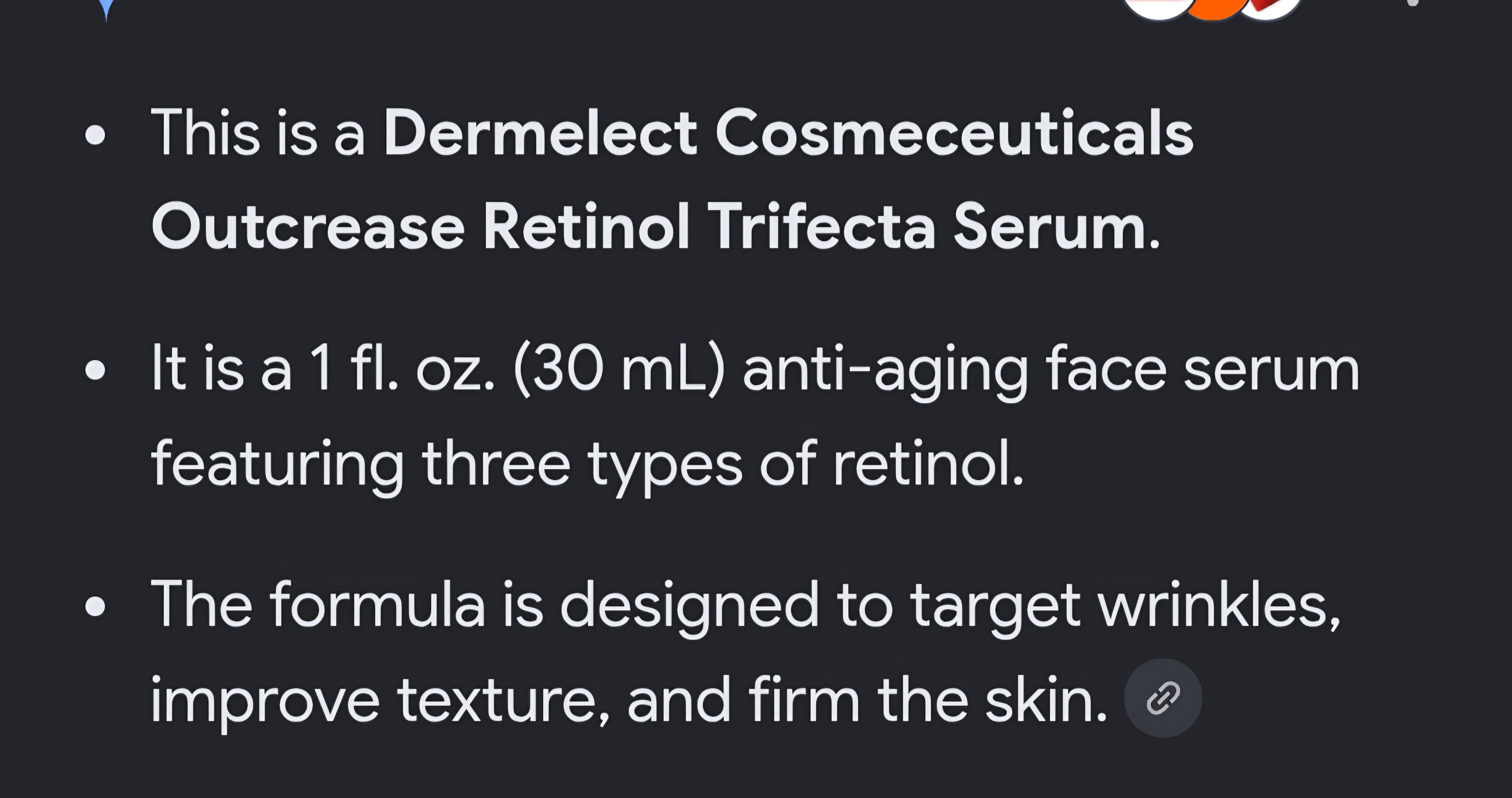 Dermelect outcrease retinol trifecta serum