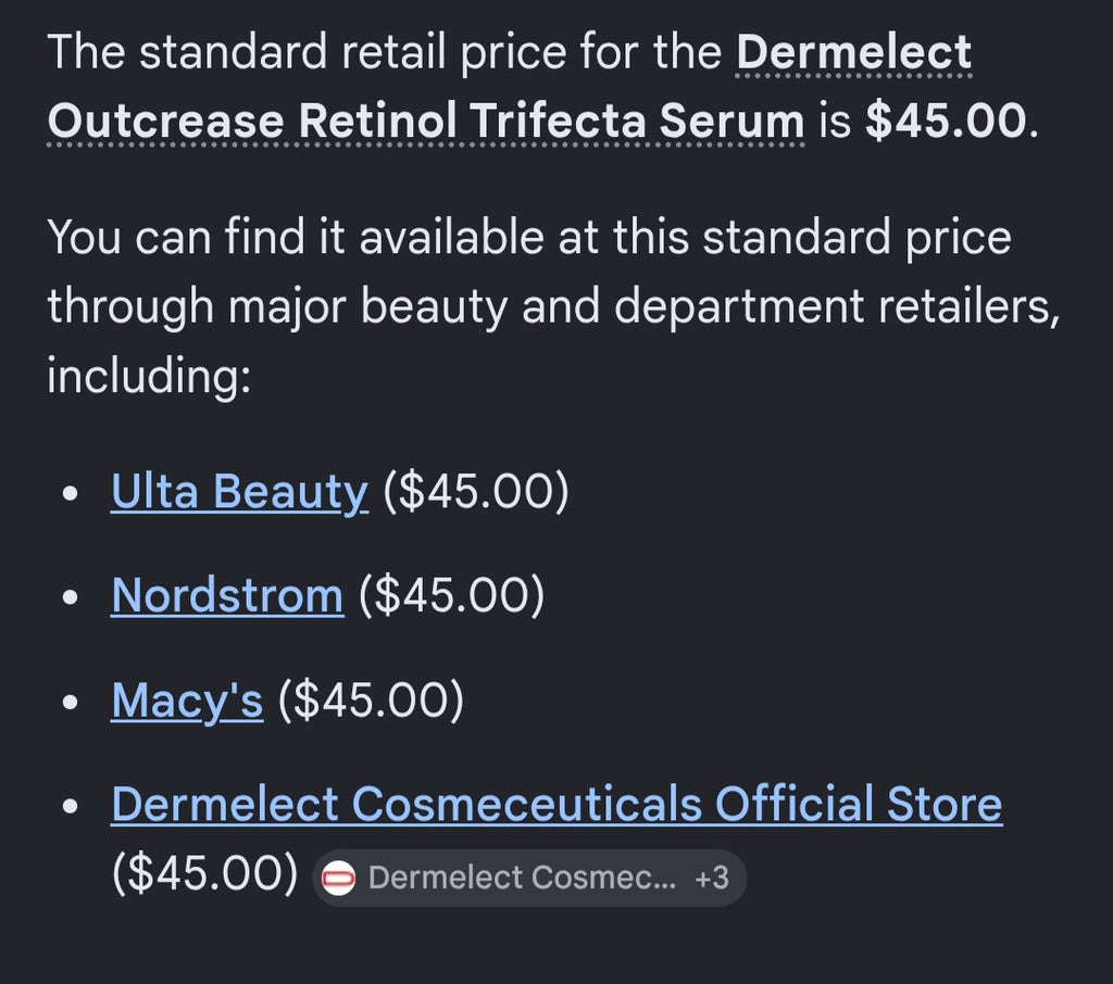 Dermelect outcrease retinol trifecta serum