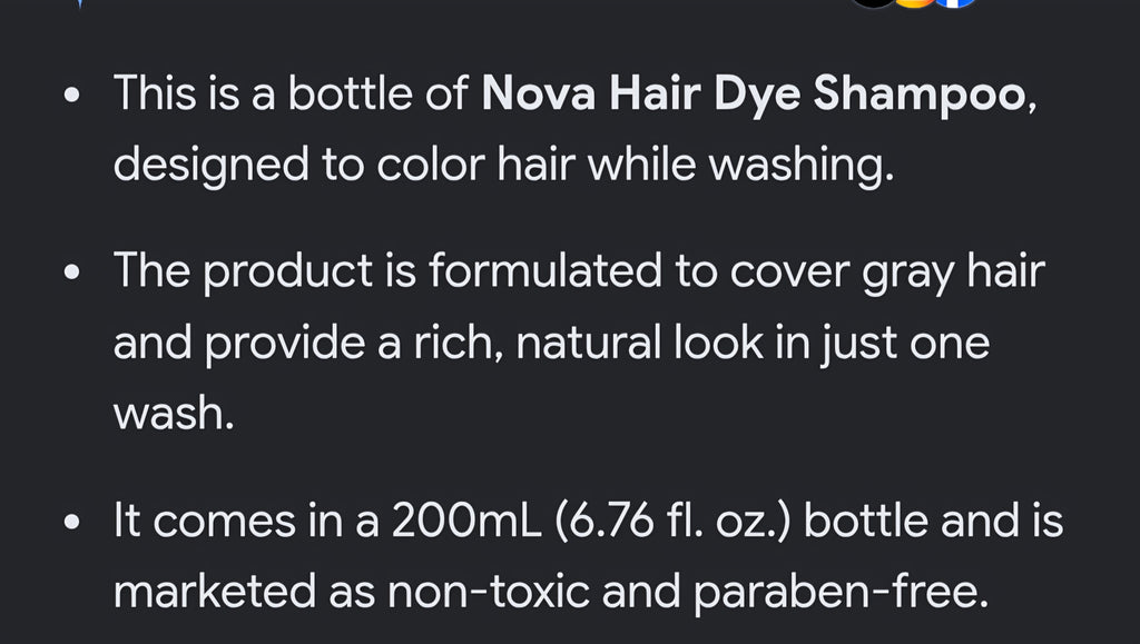 Nova black hair dye shampoo