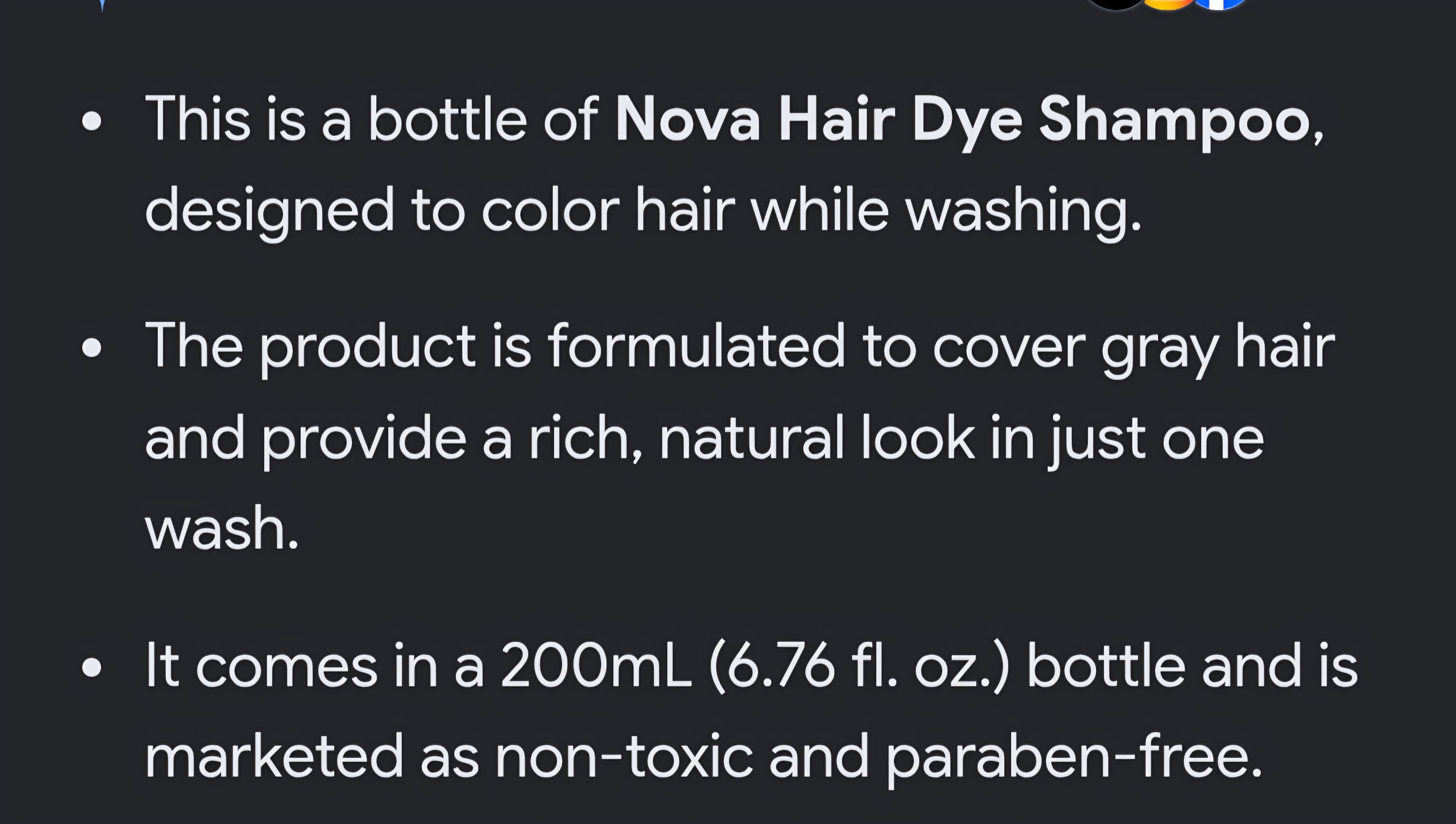 Nova black hair dye shampoo