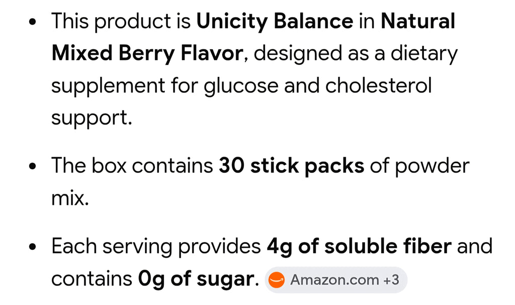 Unicity Balancé Glucose and Cholestérol support Drink Mix