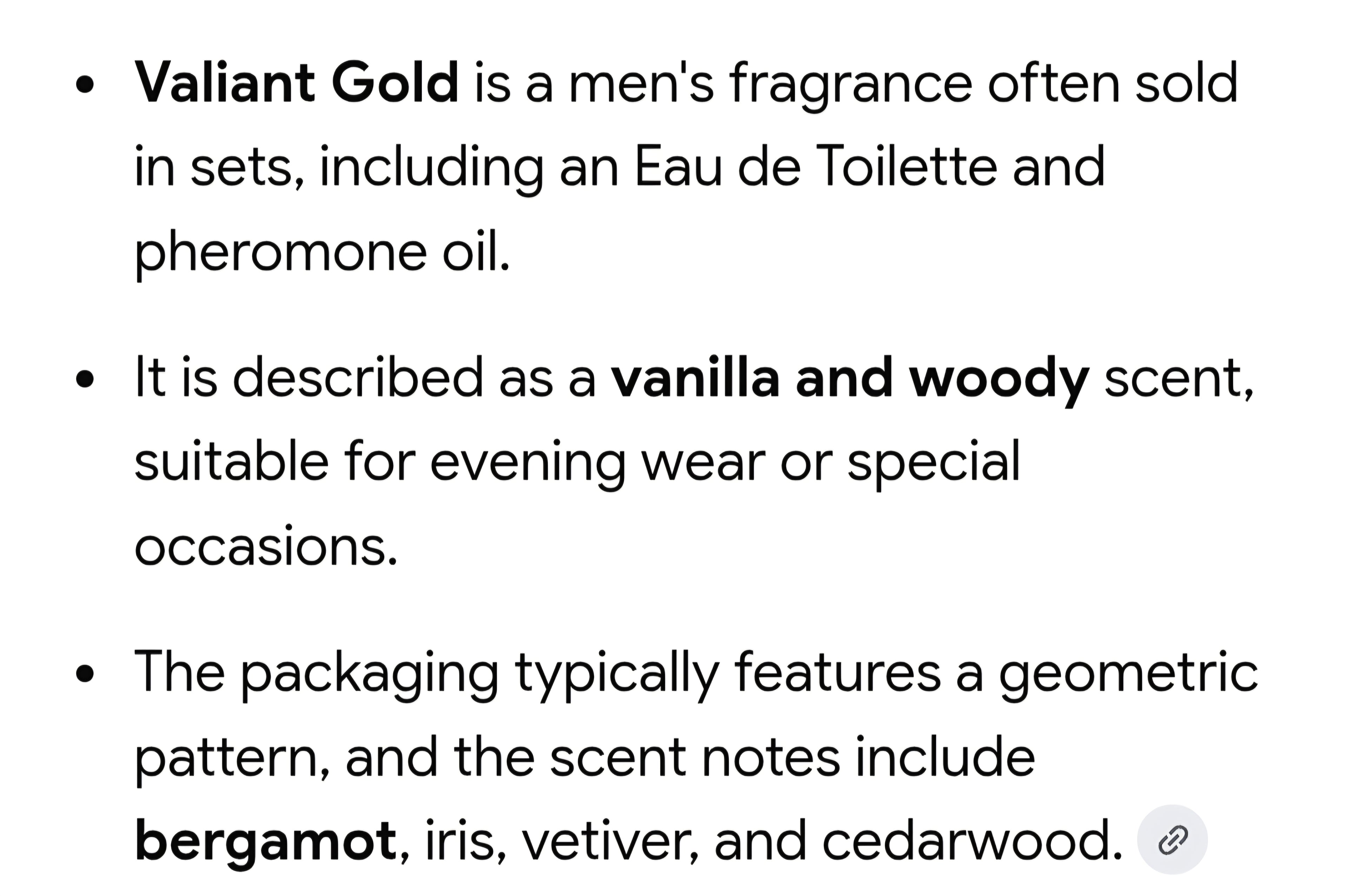 Valiant Gold mens parfum 1.18fl oz