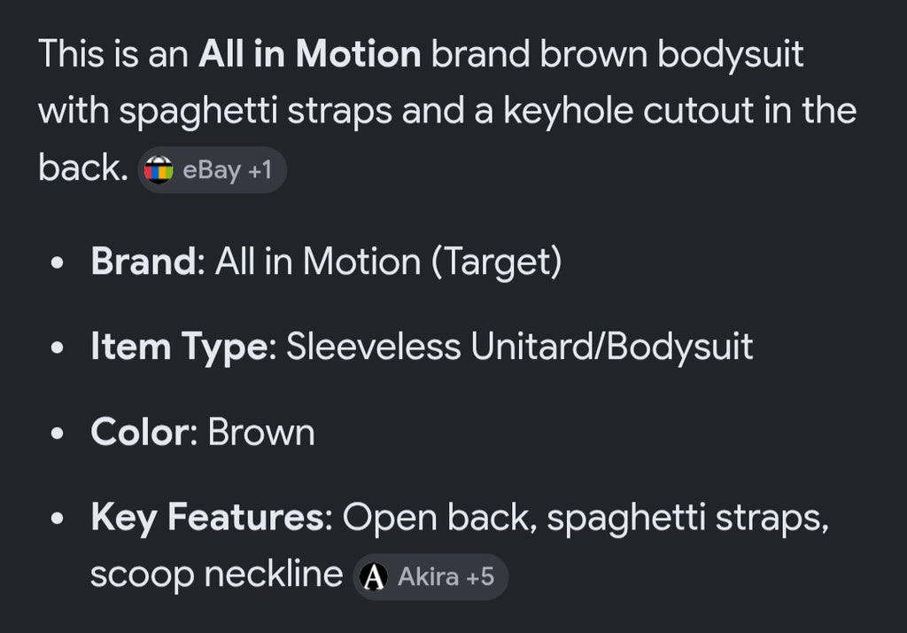 All in motion brown workout body suit