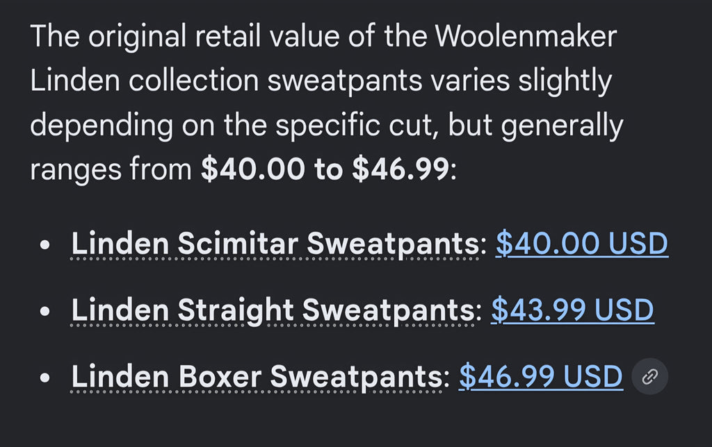 Linden woolen maker sweat pant