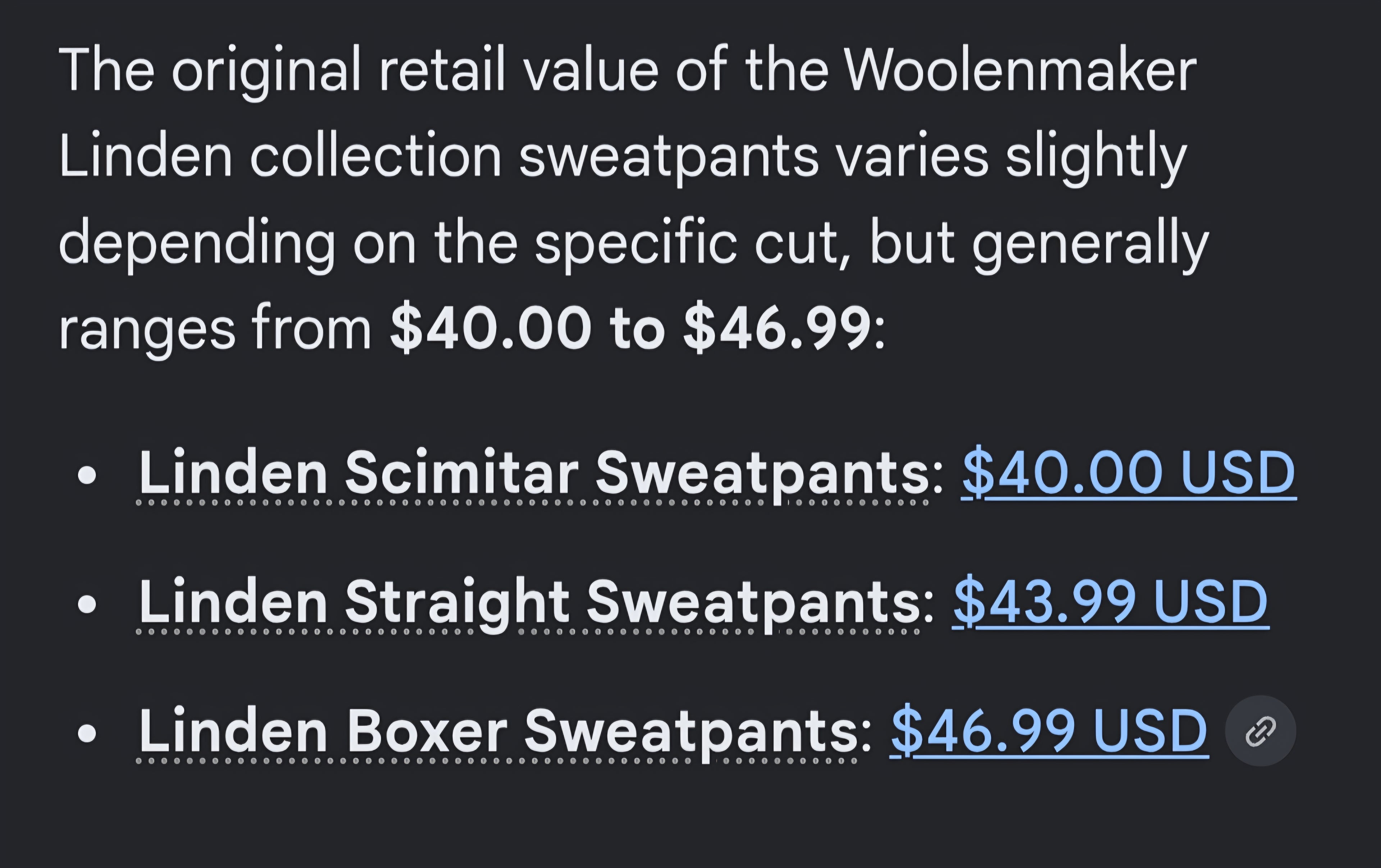 Linden woolen maker sweat pant