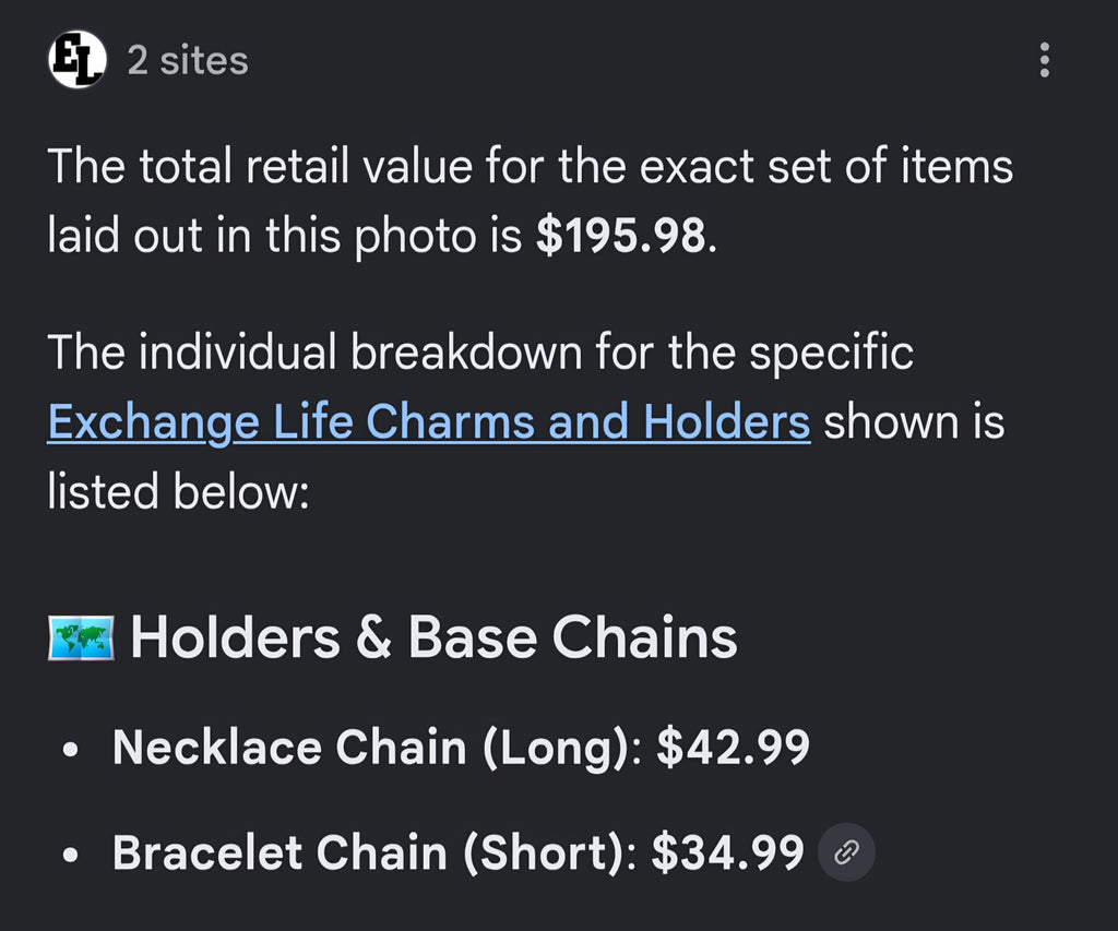 EXCHANGE LIFE SET NECKLACE/BRACELET/CHARMS