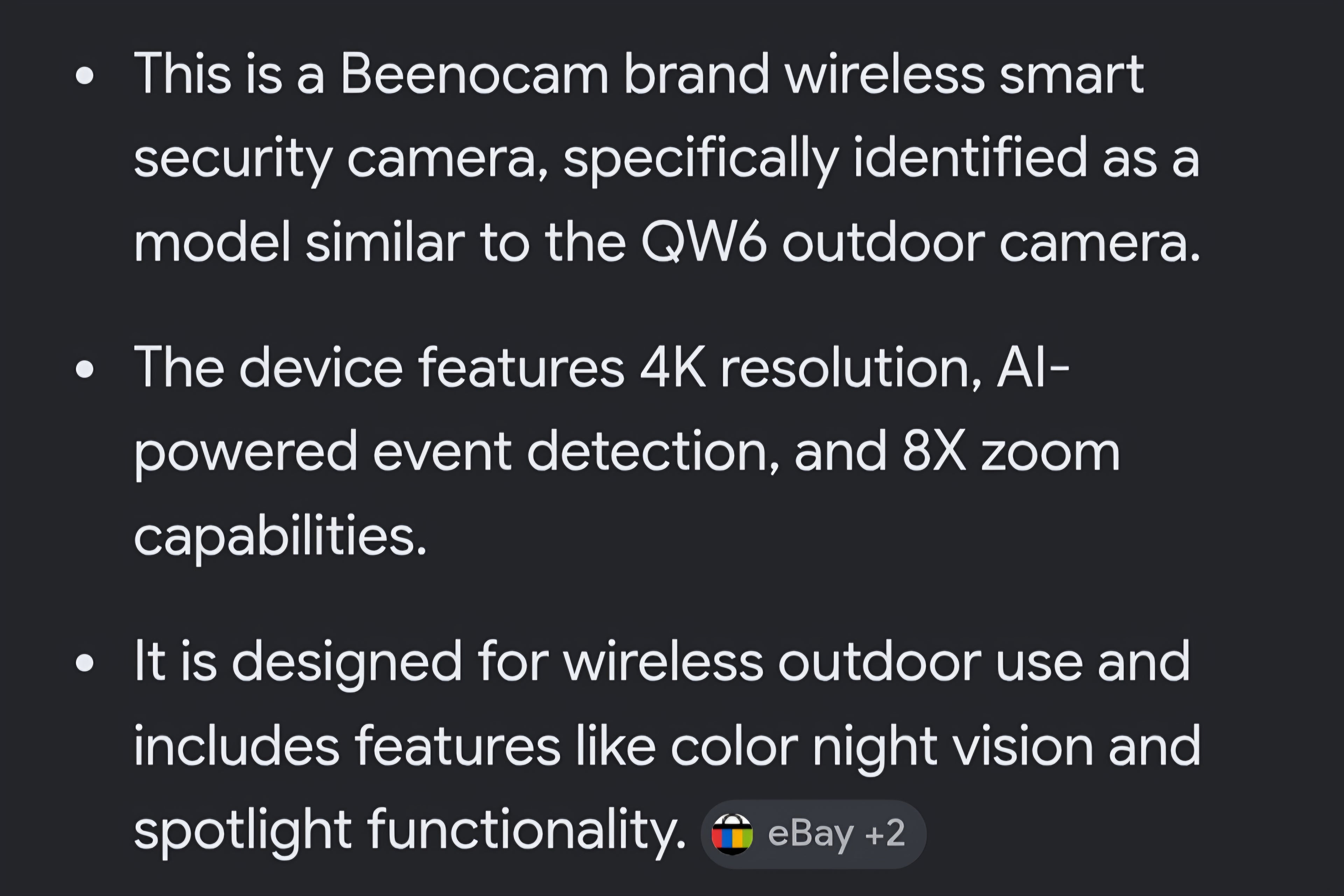 Beenocam smart battery camera