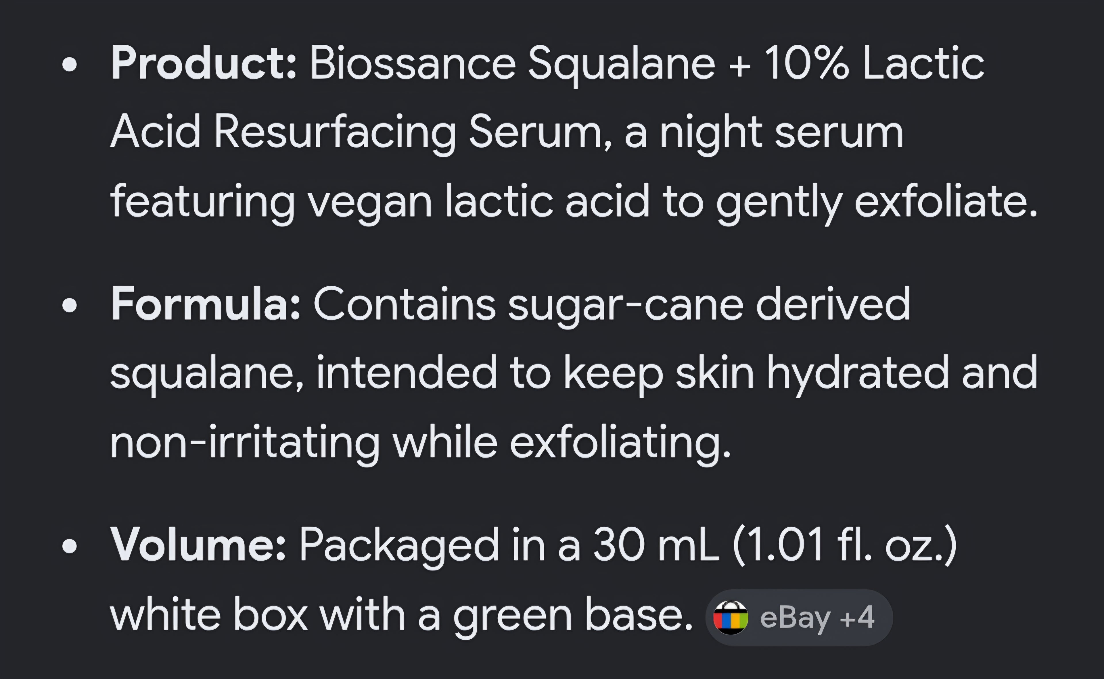 Biossance resurfacing serum