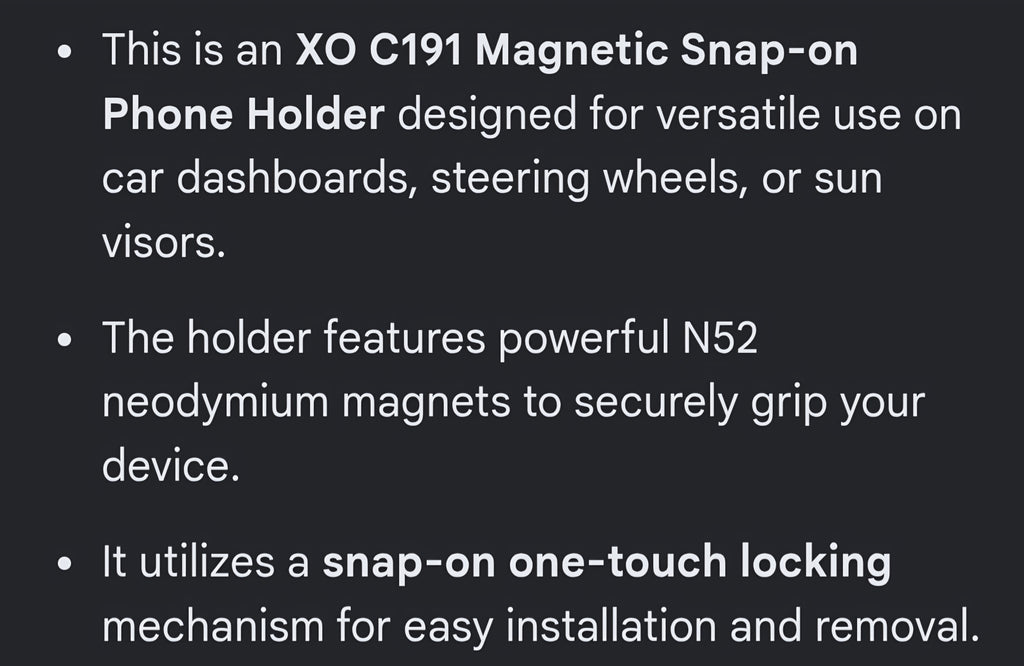XO C191 magnetic snap on phone holder