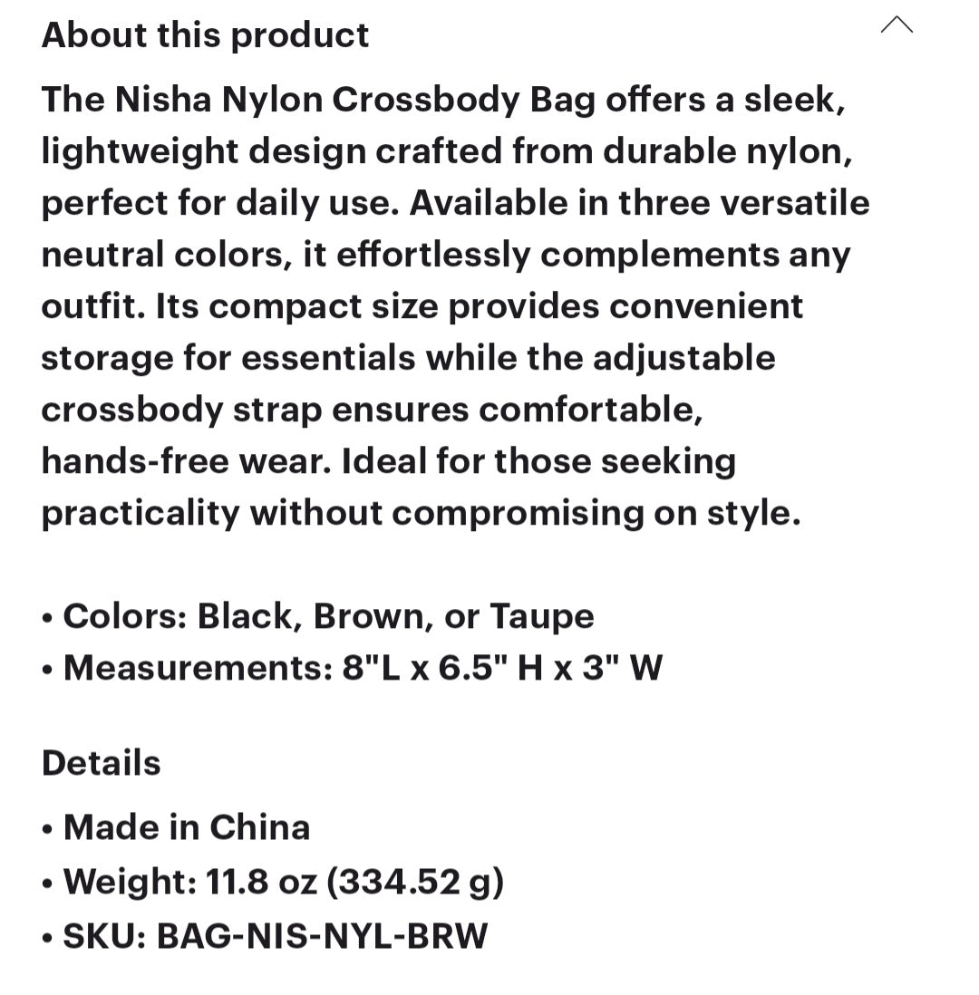 Nisha Nylon Crossbody bag By Pretty Simple