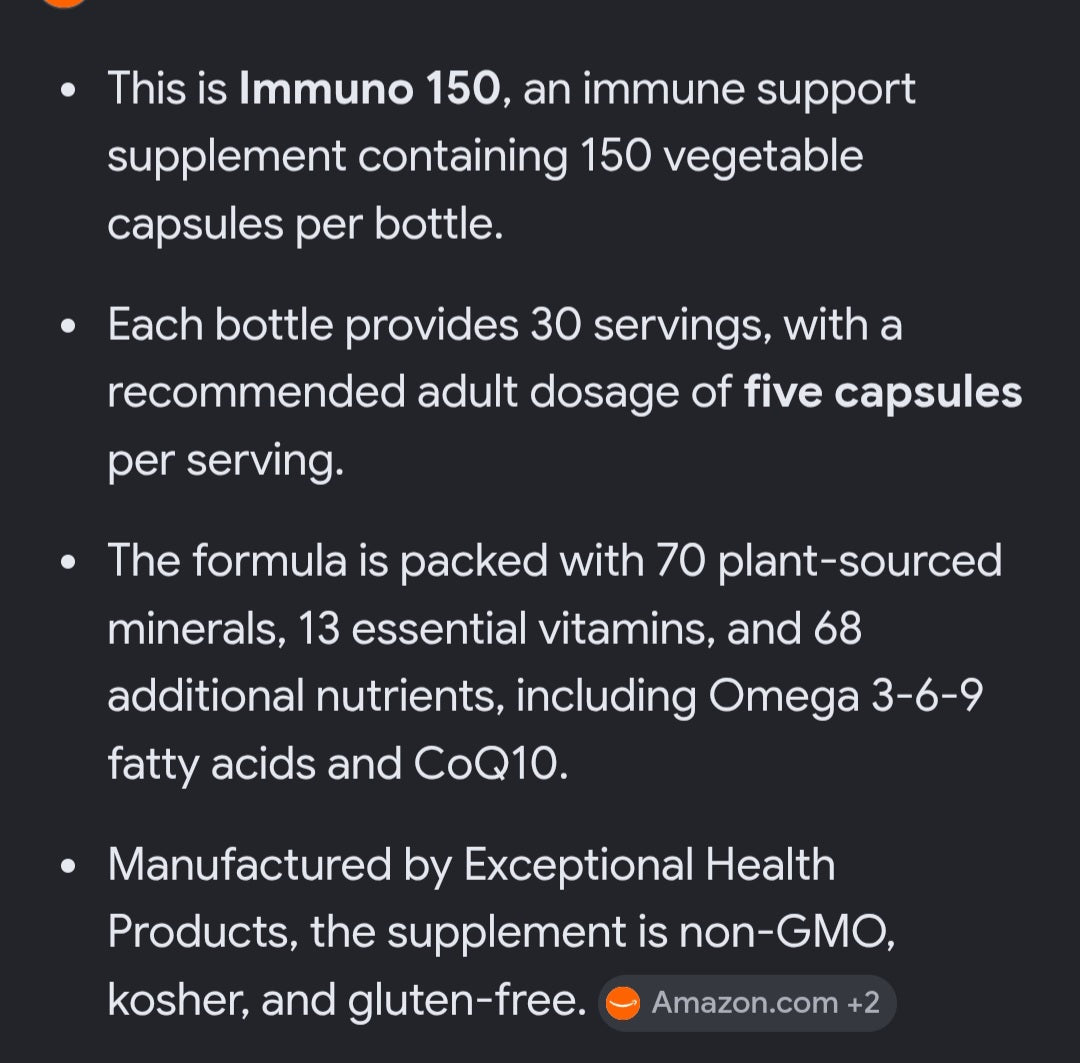 IMMUNO 150 70 plant minérale plus 80 additional nutrients