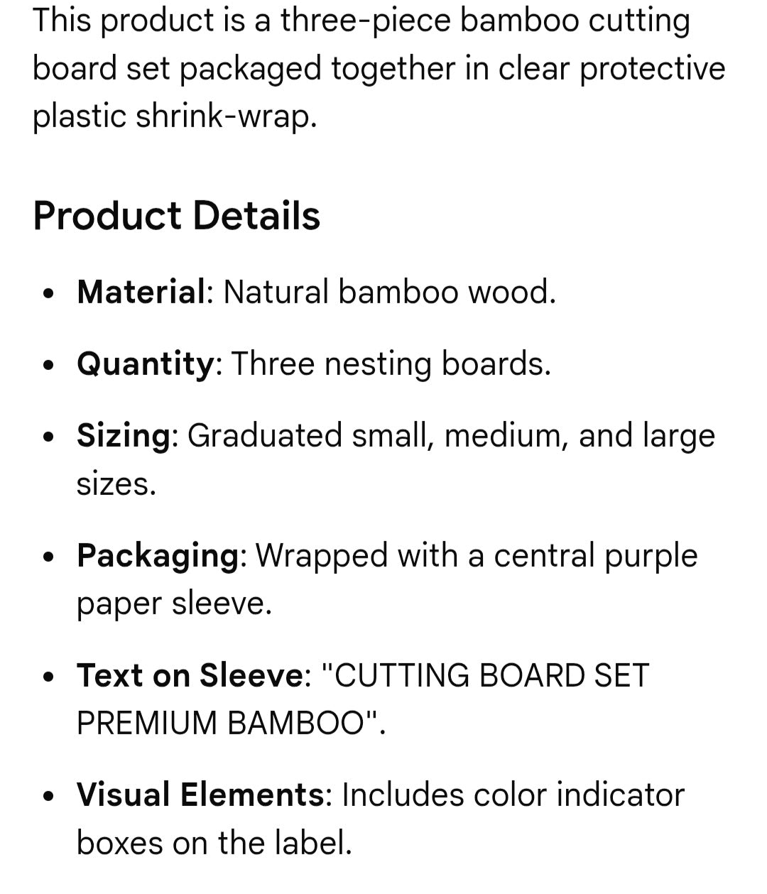 3 pack large meduim small Bamboo Cutting Boards