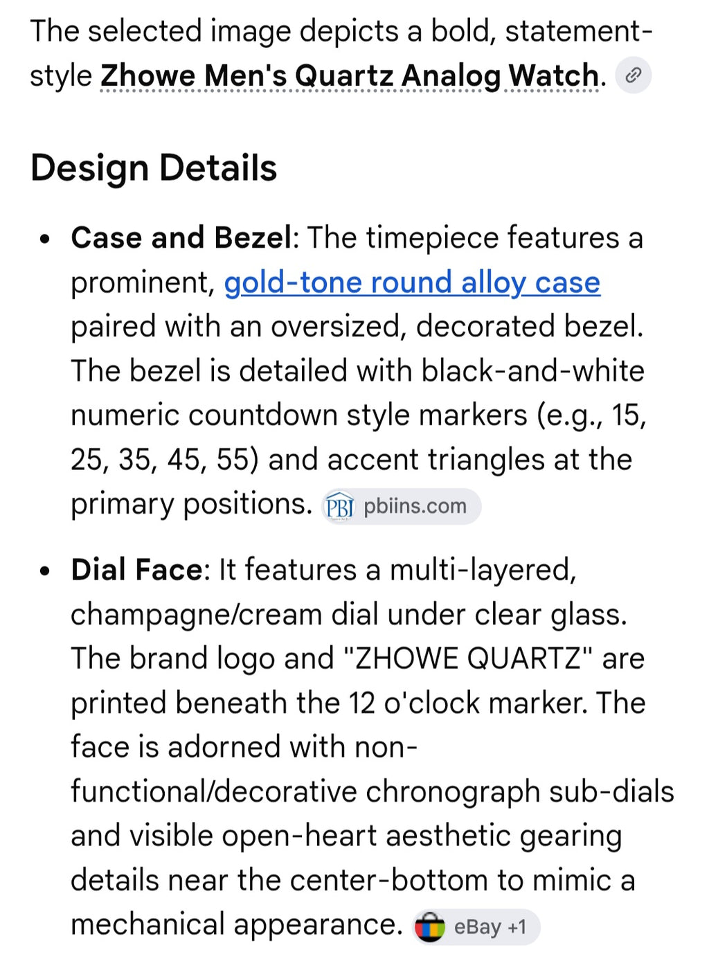Mens ZHOWE Watch