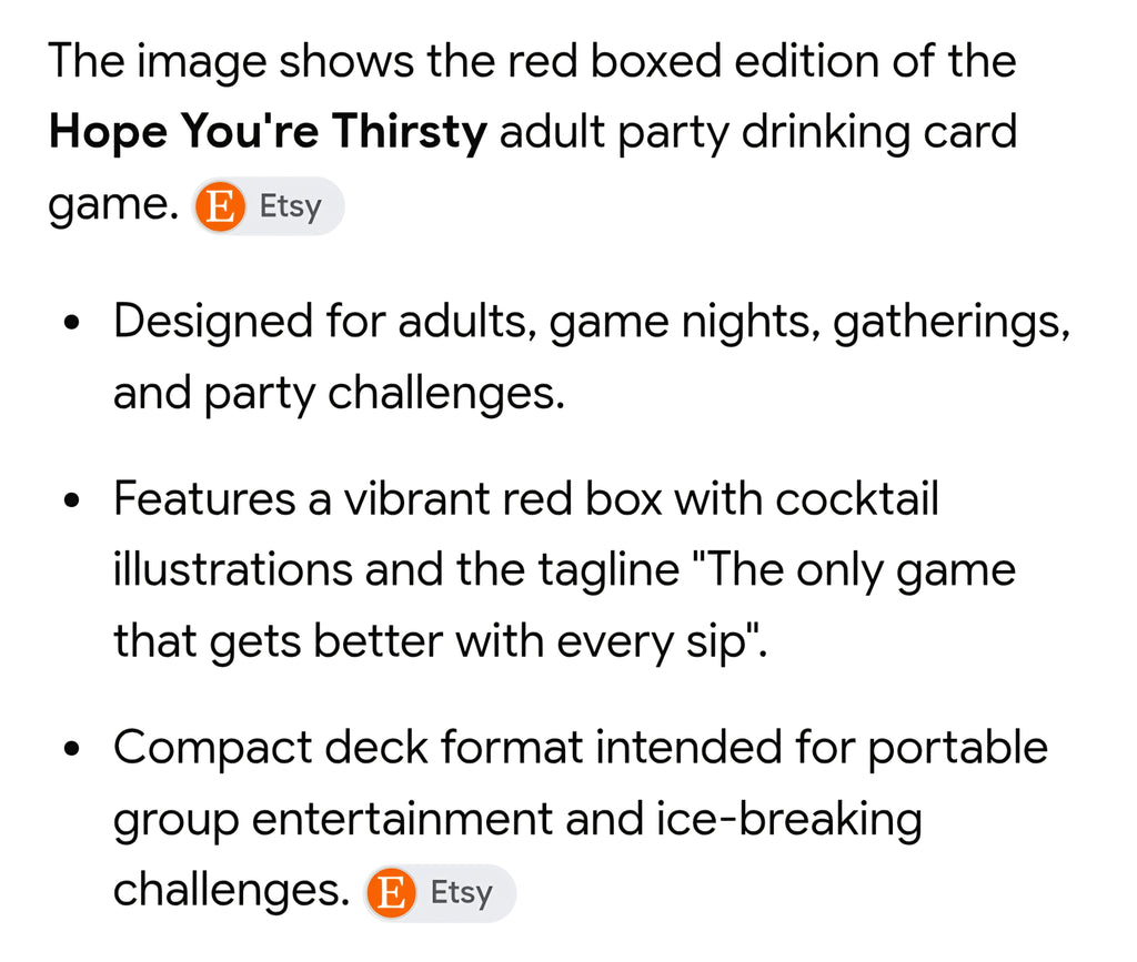 Hope your thirsty adult party card game