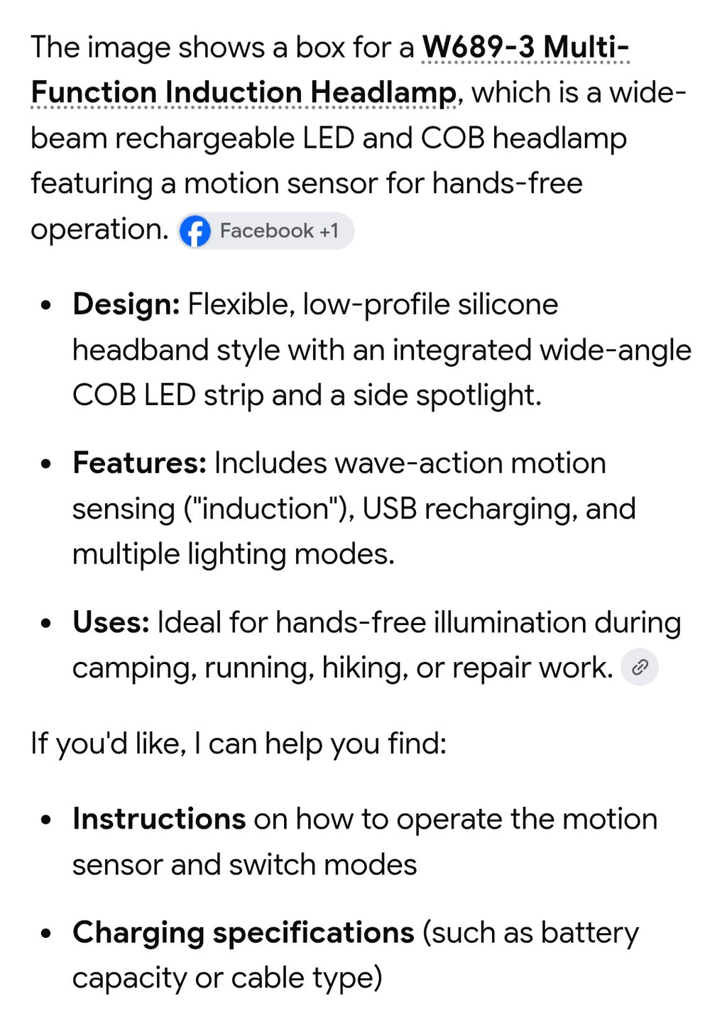 Induction headlamp
