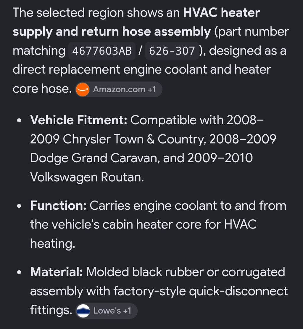 HVac Heater Supply And Return Hose FOR Auto